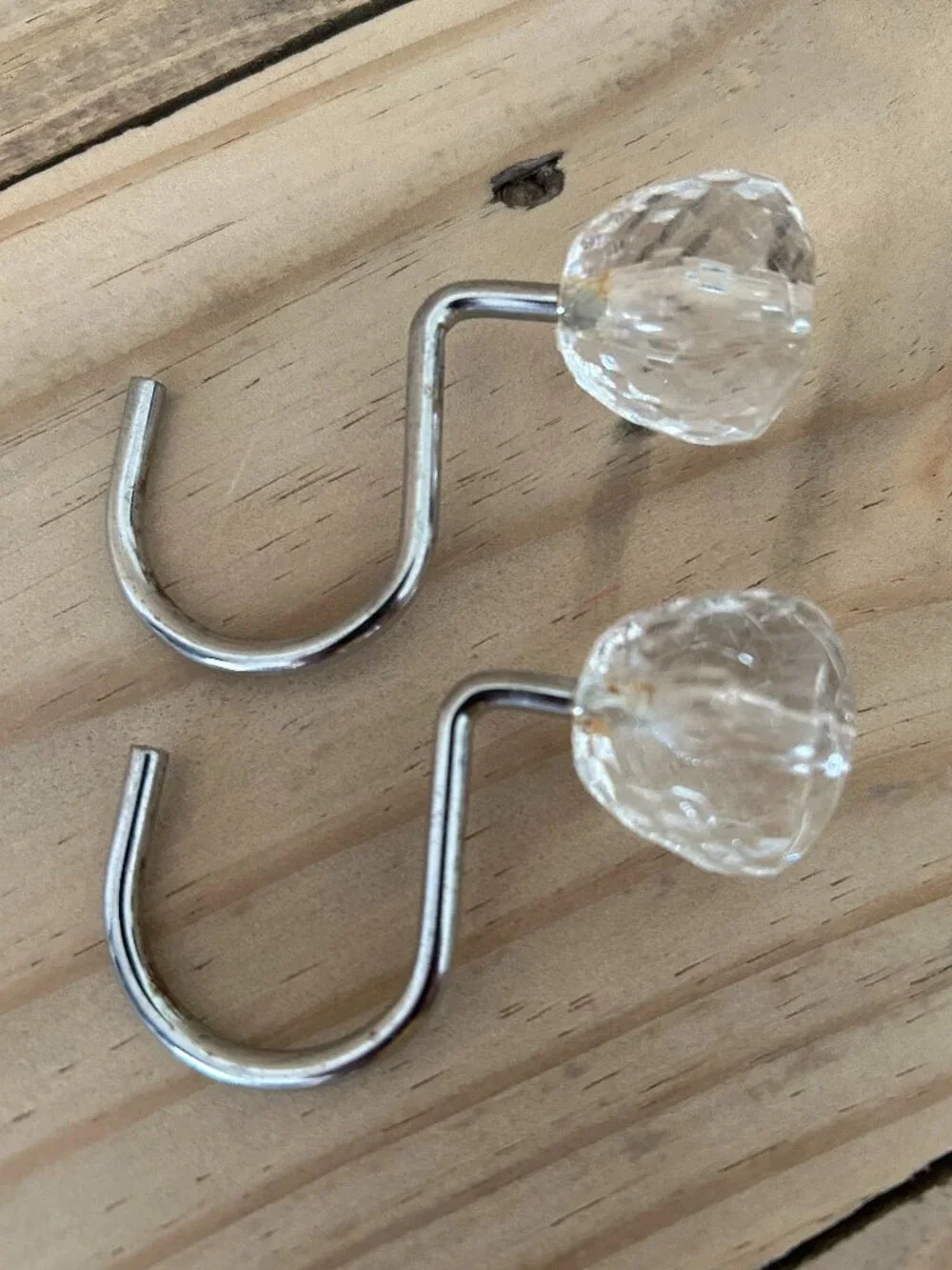Set pf 12 Clear Sparkling Ball Acrylic Resin Shower Curtain Hooks Rings